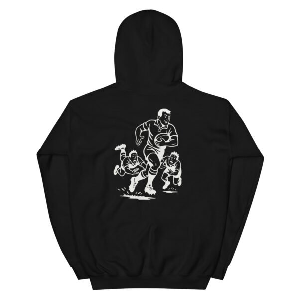 Unisex Ruggers Hoodie, white designs - Image 3
