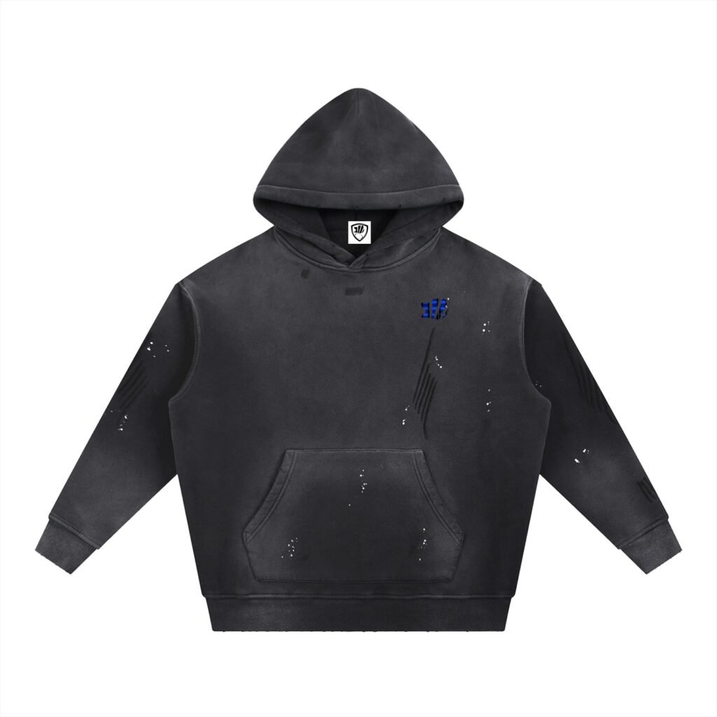 Stone Unicorn Faded Frayed Fleece Hoodie